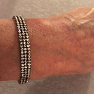 NWT crystal 3 row dark silver bracelet!